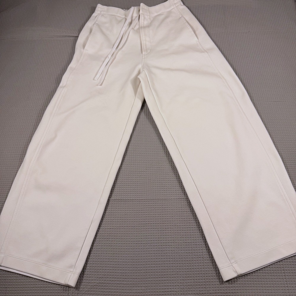 Uniqlo U Sweatpants Medium Off White Wide‎ Leg Drawstring Streetwear Hip Hop